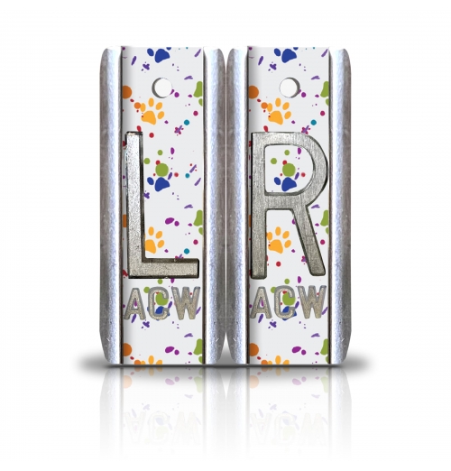 1 7/8" Height Aluminum Style Custom X Ray Markers, Muddy Paws Design